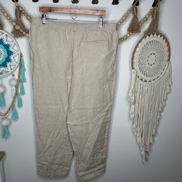 NEW J Jill Tan Linen Pull On Pants - Picture 4 of 7